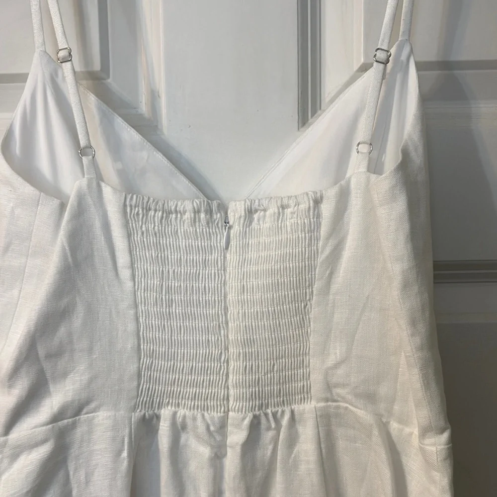 Reformation White Spaghetti Strap Linen Dress - Picture 3 of 6